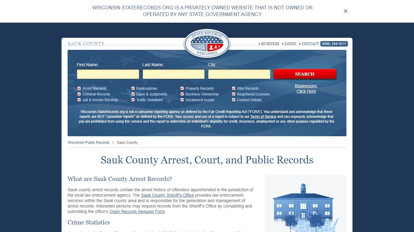 Sauk County Arrest, Court, and Public Records